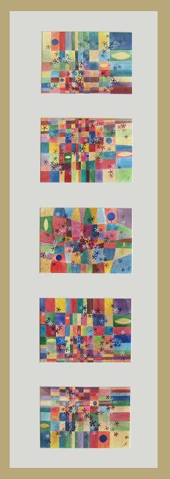 "Quadrilles", aquarelle, 5x12x18 cm, septembre 2009