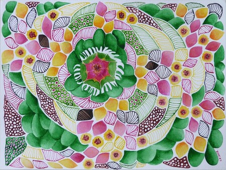 "Cactik", aquarelle et encre sur papier, 18x24 cm, janvier 2022