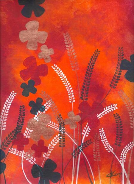 "Champ&ecirc;tre", acrylique, 24x32 cm, f&eacute;vrier 2010 (vendu)