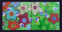 "Explosion de fleurs 9", acrylique et collages sur toile, 2x40x40 cm, novembre 2017