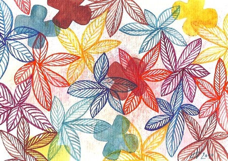 "Explosion de fleurs 2", aquarelle, 10x15 cm, mars 2010 (vendu)