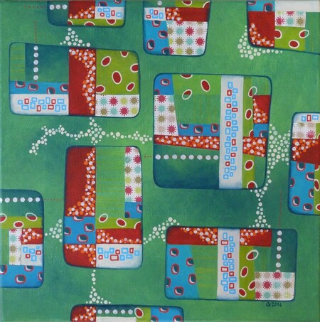 "Fifty1", acrylique et collage sur toile, 30x30 cm, mai 2014
