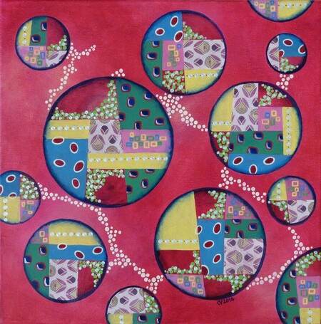 "Fifty2", acrylique et collage sur toile, 30x30 cm, mai 2014