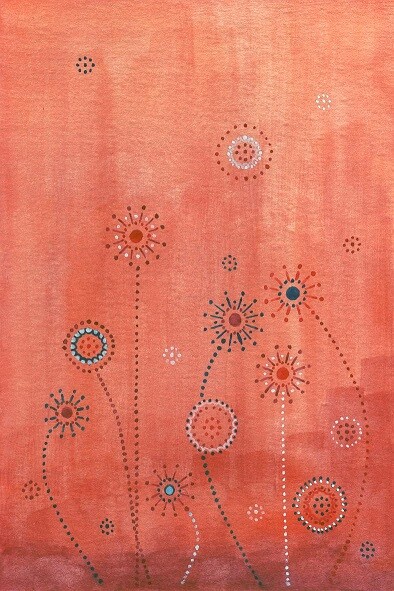 "Fleurs de batik 2", aquarelle, 10x15 cm, avril 2009