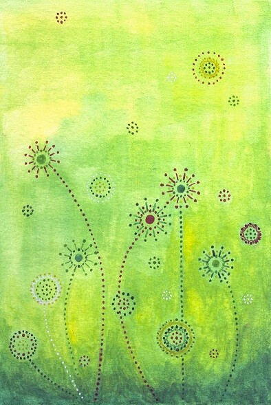 "Fleurs de batik 3", aquarelle, 10x15 cm, avril 2009