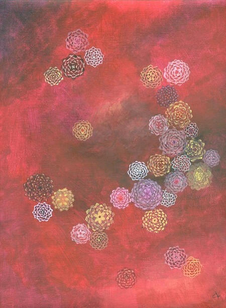 "Fleurs de batik 5", acrylique, 24x30 cm, avril 2009 (collect. perso)