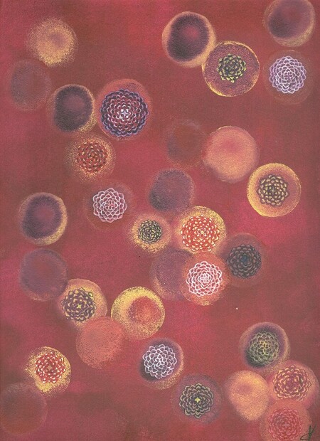 "Fleurs de batik 6", acrylique, 24x30 cm, avril 2009 (vendu)