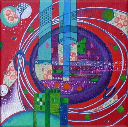 "Hommage &agrave; FH", acrylique et collage sur toile 3D, 30x30 cm, octobre 2013 (vendu)