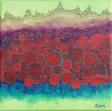 "Intra muros 1", acrylique sur toile, 20x20 cm, juin 2015 (vendu)