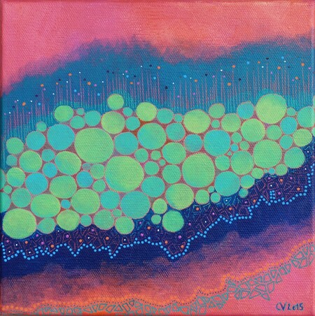 "Intra muros 2", acrylique sur toile 3D, 20x20 cm, avril 2015 (vendu)