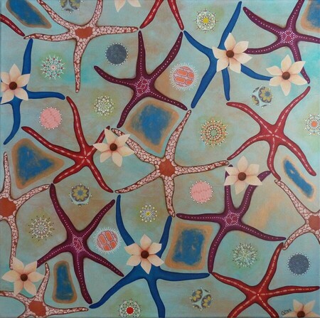"Jardin aquatik", acrylique sur toile, 60x60 cm, novembre 2016 (vendu)