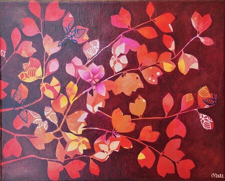 "Jardin asiatik 2", acrylique sur toile, 24x30 cm, septembre 2022