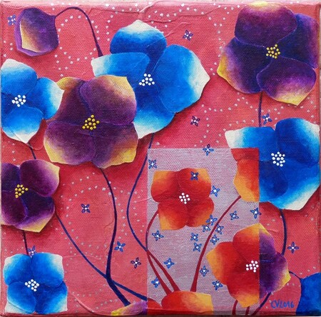"Jardin hypnotik", acrylique sur toile, 20x20 cm, f&eacute;vrier 2016