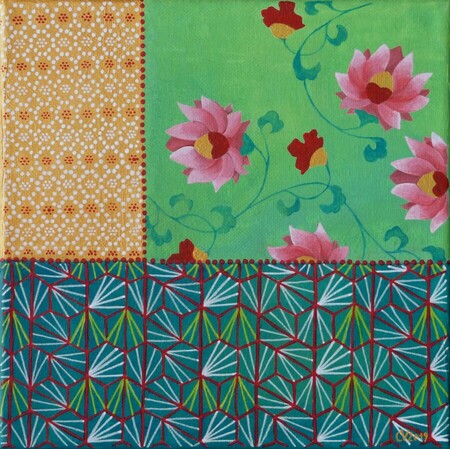 "Jardin mosa&iuml;k 1", acrylique sur toile, 20x20 cm, f&eacute;vrier 2019
