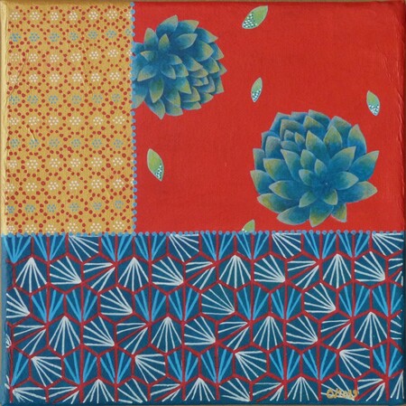 "Jardin mosa&iuml;k 2", acrylique sur toile, 20x20 cm, mars 2019