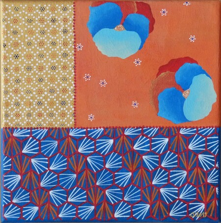"Jardin mosa&iuml;k 3", acrylique sur toile, 20x20 cm, mars 2019