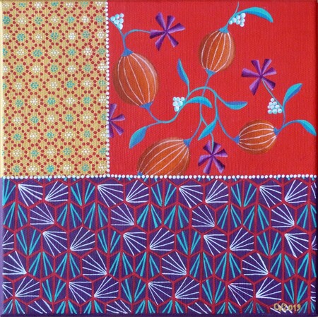 "Jardin mosa&iuml;k 4", acrylique sur toile 3D, 20x20 cm, mars 2019