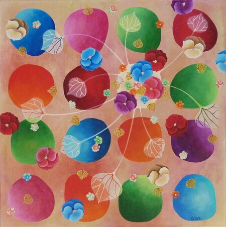 "Jardin onirik", acrylique sur toile, 60x60 cm, novembre 2016