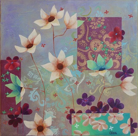"Jardins int&eacute;rieurs 3", acrylique sur toile, 30x30 cm, septembre 2016 (vendu)