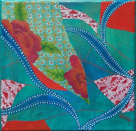 "M&eacute;tisse 4", acrylique sur toile, 20x20 cm, juin 2018