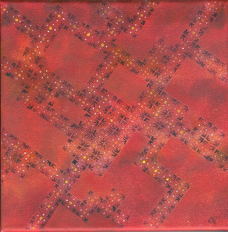 "Moyen batik 1", acrylique, toile sur chassis, 20x20 cm, janvier 2009 (collect. perso)