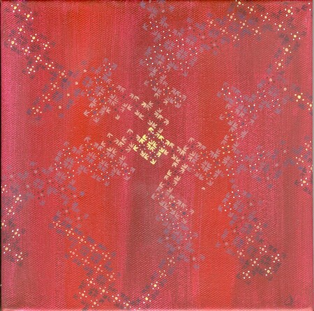 "Moyen batik 9", acrylique, toile sur chassis, 20x20 cm, juin 2009 (collect. perso)