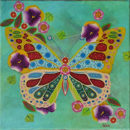 "Papillon", acrylique sur toile, 30x30 cm, novembre 2016 (vendu)
