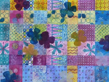 "Patchwork batik", aquarelle, 24x32 cm, janvier 2010 (vendu)