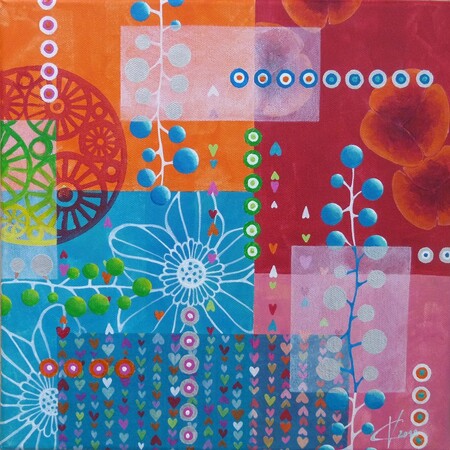 "Patchwork 11", acrylique et collages sur toile, 30x30 cm", mai 2012 (vendu)