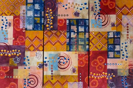 "Patchwork 13", techniques mixtes, tryptique, 3x30x60 cm (septembre 2012 (vendu)
