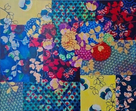 "Patchwork 15", acrylique sur toile, 50x61 cm, octobre 2022