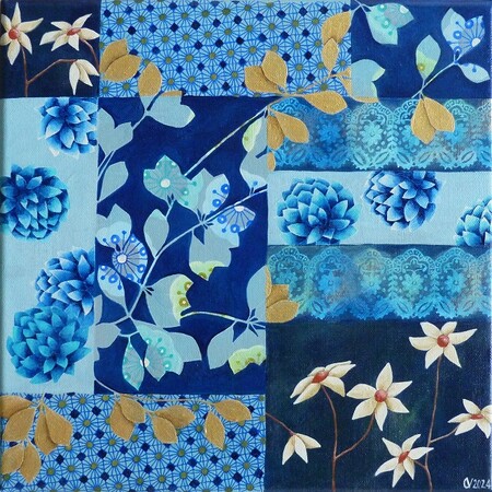 "Patchwork 16", acrylic on canvas, 12x12 in, March 2024