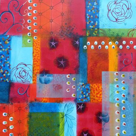 "Patchwork 2", acrylique sur toile, 50x50 cm, mai 2011 (vendu)