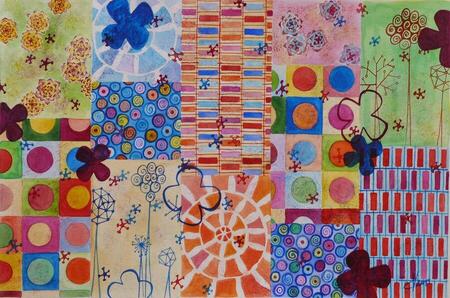 "Patchwork 4", aquarelle, 20x30 cm, ao&ucirc;t 2011 (vendu)