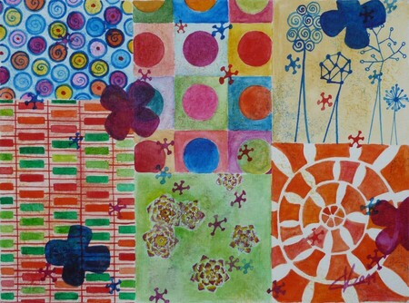 "Patchwork 7", aquarelle, 12x17 cm, novembre 2011 (vendu)