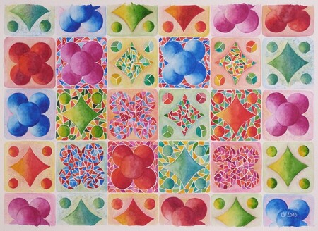 "Pav&eacute;s 7", aquarelle, 24x32 cm, octobre 2013 (vendu)