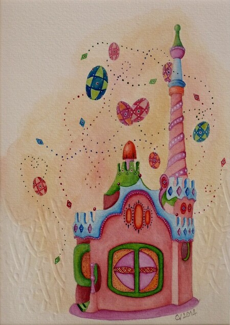 "Pavillon du paradis", aquarelle, 18x24 cm, novembre 2014 (vendu)