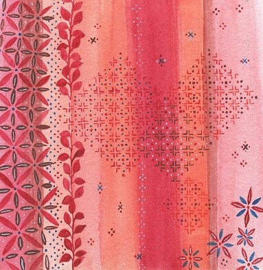 "Petit batik 3", aquarelle, 10x10 cm, janvier 2009
