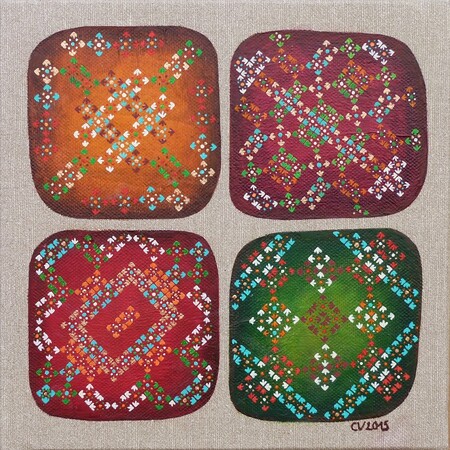 "Petit jardin batik 2", acrylique sur toile, 20x20 cm, octobre 2015 (vendu)