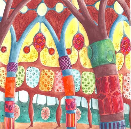 "R&ecirc;ve de d&eacute;cor", aquarelle, 20x20 cm, mars 2010 (vendu)
