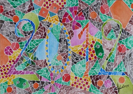 "Voeux 2012", aquarelle, 10x15 cm, d&eacute;cembre 2011 (collect. perso)