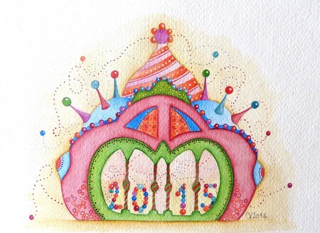 "Voeux 2015", aquarelle, 18x24 cm, d&eacute;cembre 2014 (collect. perso)